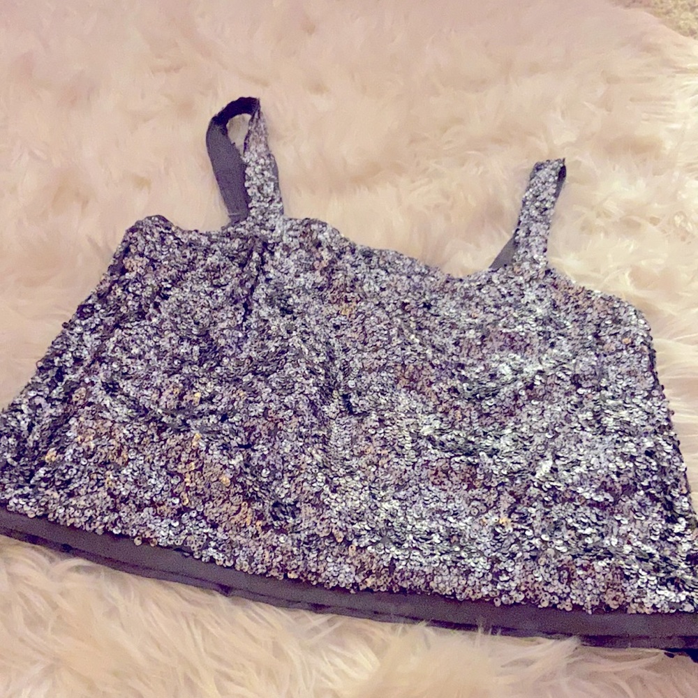 Abercrombie silver sparkly top